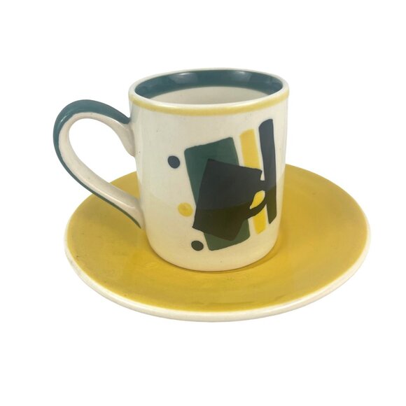 Herman Dodge Hues and Brews Vintage Mid-Century Modern Ceramic Cup and Saucer Se - Picture 2 of 11